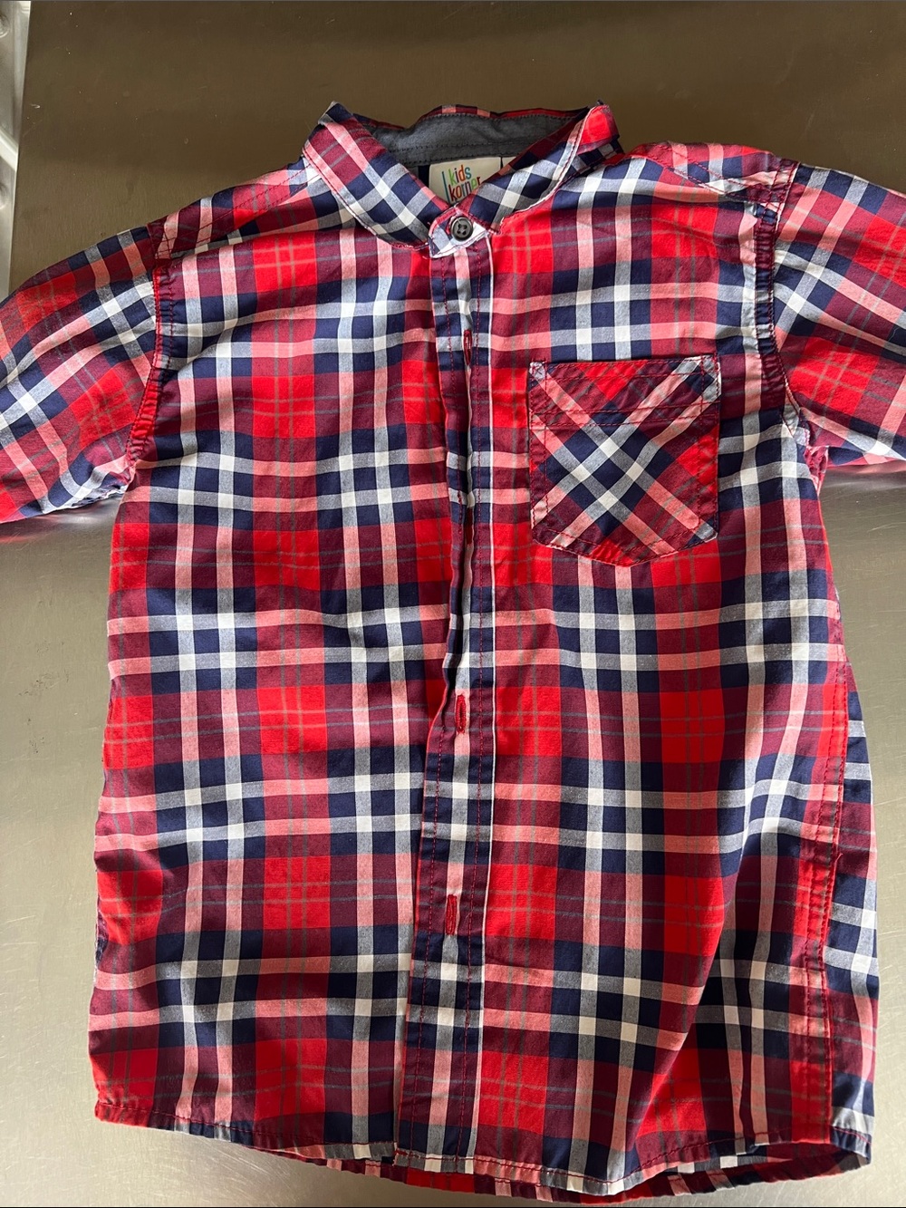 Kids Red Plaid Button-Down Shirt -